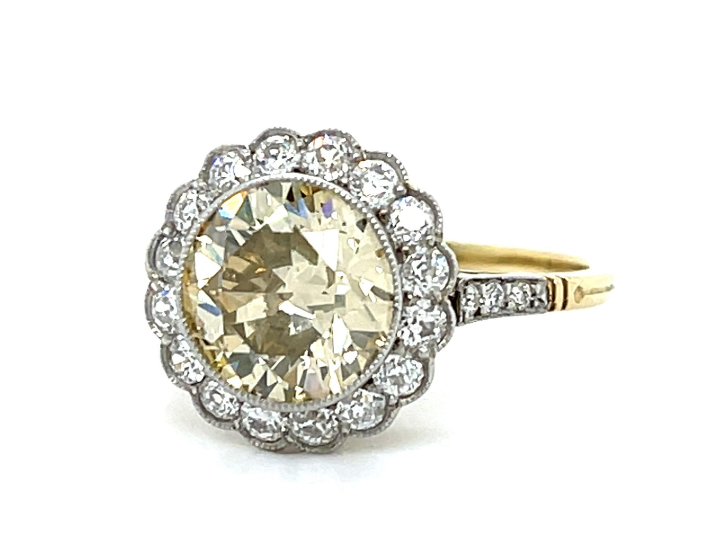 2.22ct VS Fancy Brownish Yellow Transitional Diamond Platinum Handmade Ring