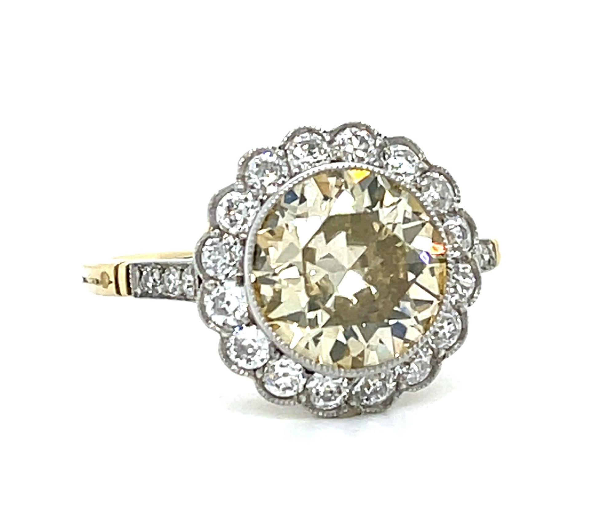 2.22ct VS Fancy Brownish Yellow Transitional Diamond Platinum Handmade Ring