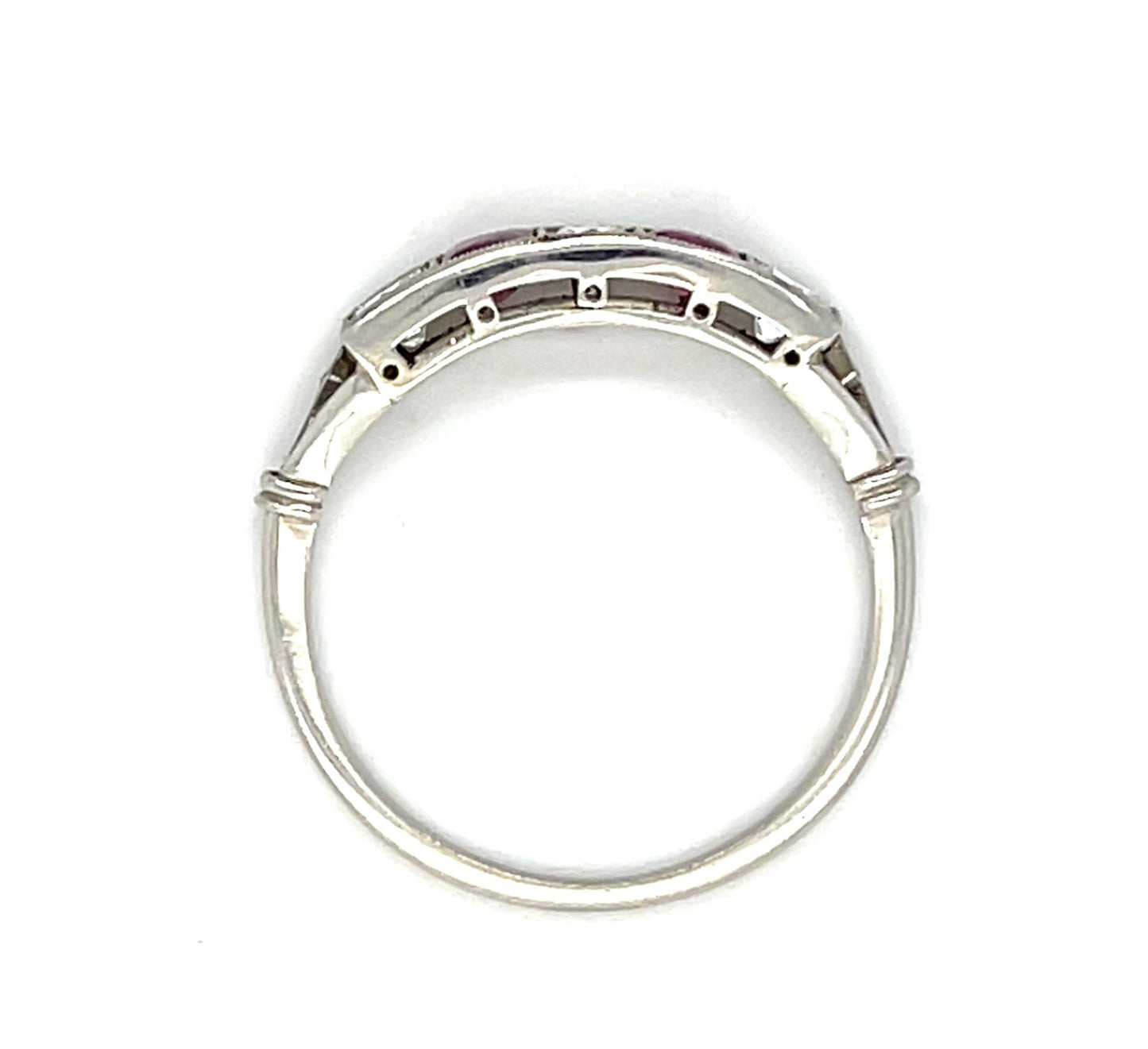 .45ct Princess Diamond .38ct Cabochon Ruby PT Handmade Ring
