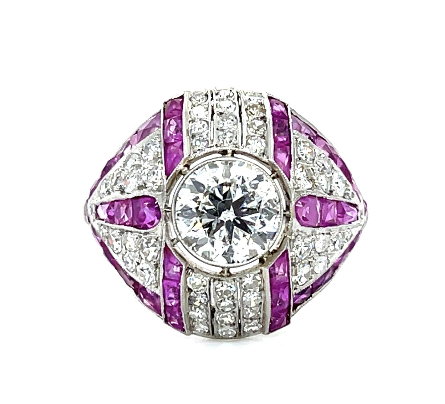 1.46ct (J-K SI2) Old Euro Diamond PT Handmade Ring