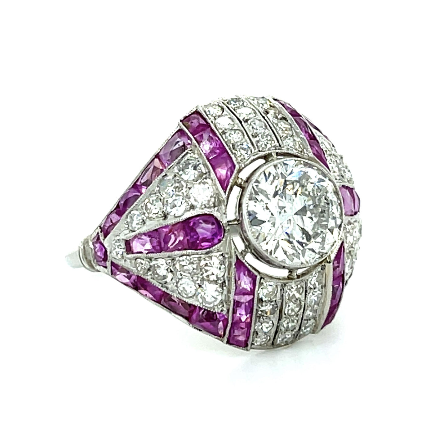 1.46ct (J-K SI2) Old Euro Diamond PT Handmade Ring