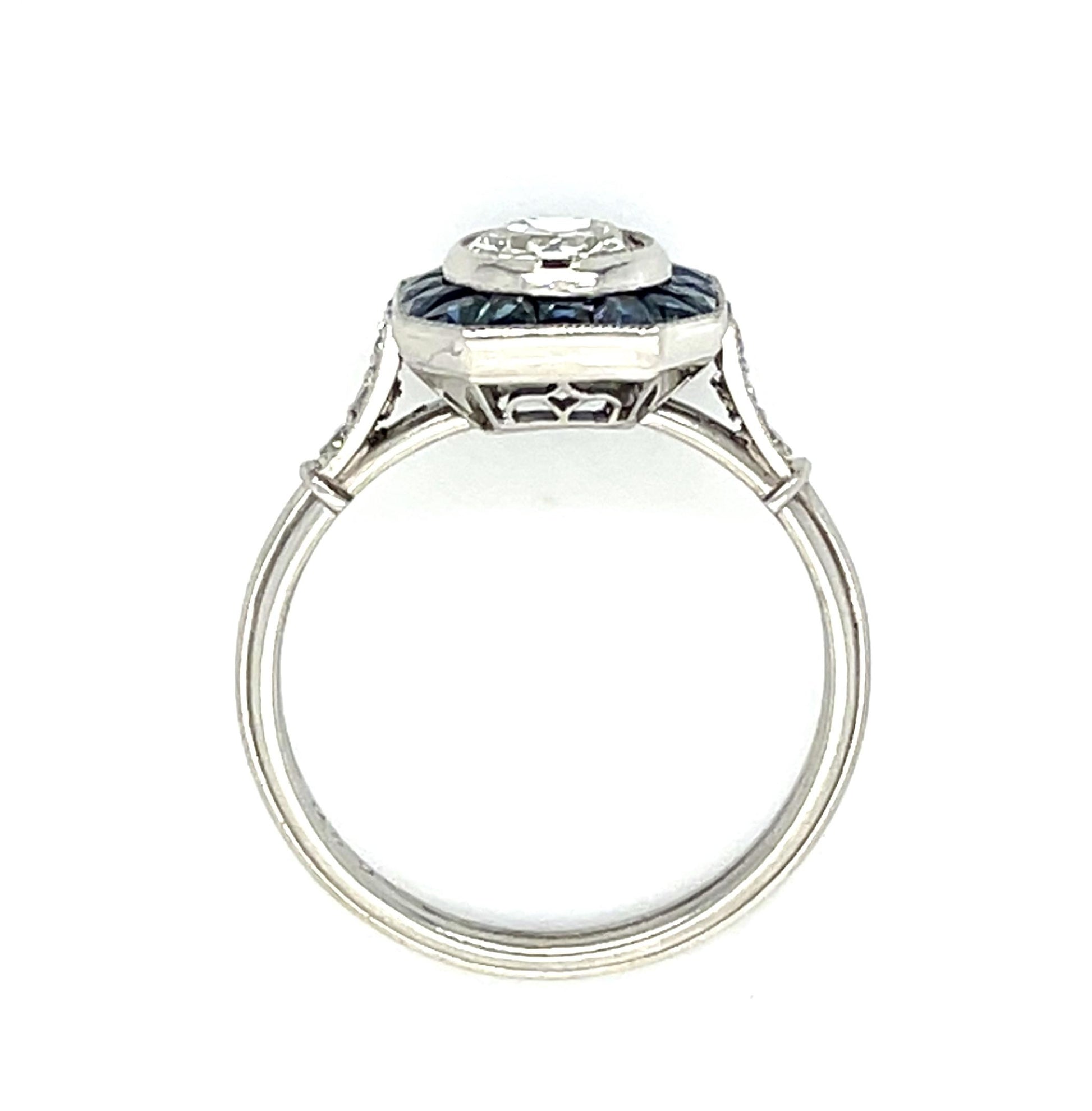 .69ct (J-K VS2) Old European Diamond Platinum Handmade Ring 1ct French-cut Sap