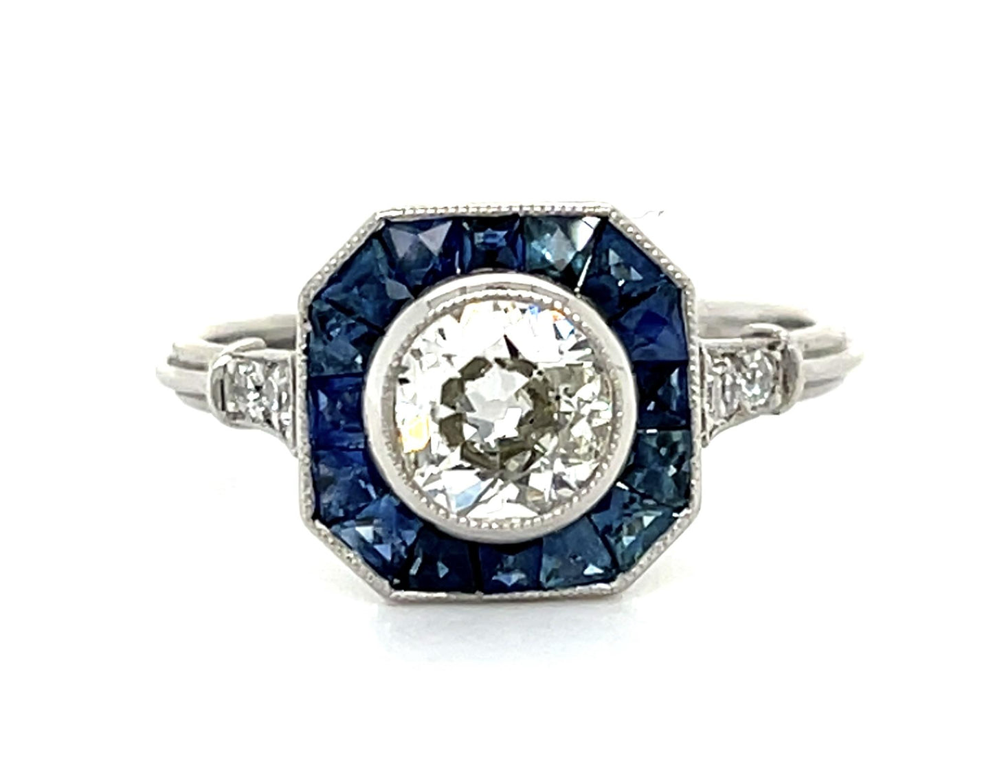 .69ct (J-K VS2) Old European Diamond Platinum Handmade Ring 1ct French-cut Sap