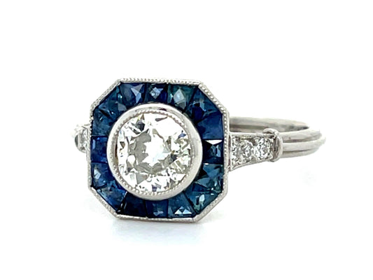 .69ct (J-K VS2) Old European Diamond Platinum Handmade Ring 1ct French-cut Sap