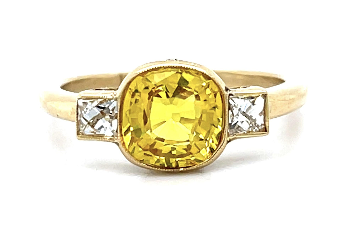 2ct Citrine 18KY Ring .34ct French-cut Diamonds