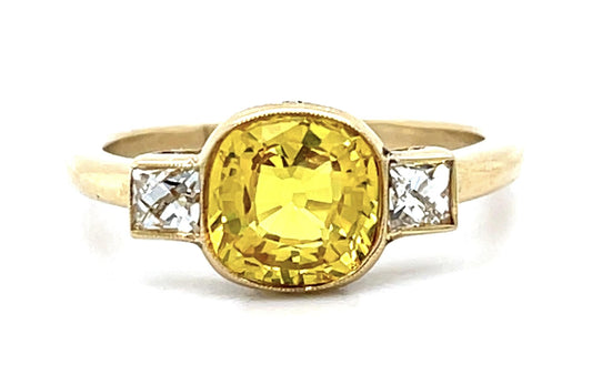 2ct Citrine 18KY Ring .34ct French-cut Diamonds