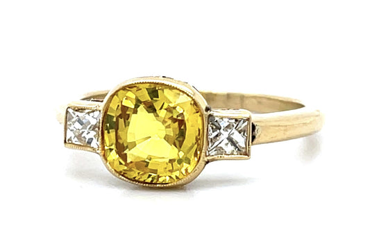 2ct Citrine 18KY Ring .34ct French-cut Diamonds