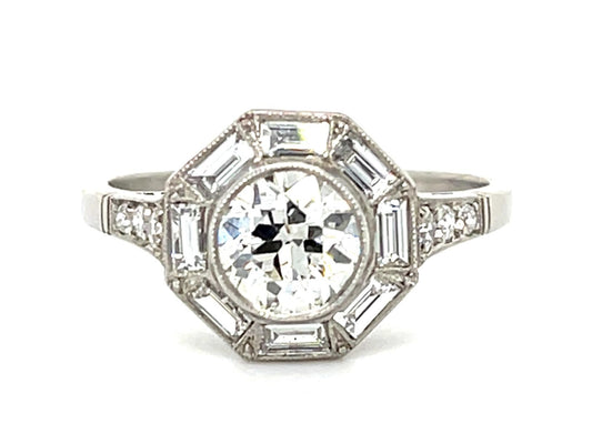 .87ct (H-I VS) Old European Diamond Platinum Handmade Ring