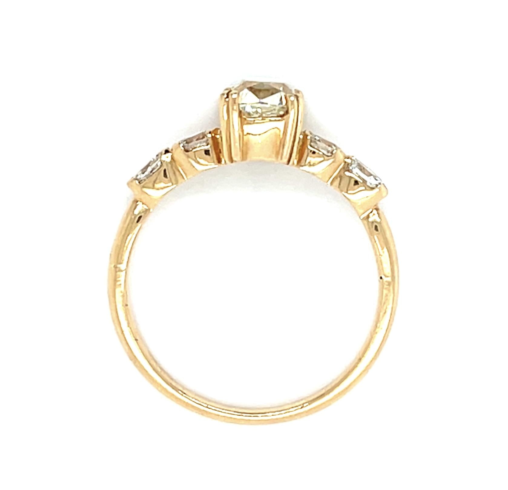 1.18ct (L VS1) Cushion Old Mine Diamond 18KY Ring