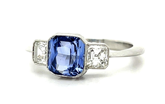 2.20ct Cushion Sapphire Platinum Handmade Ring