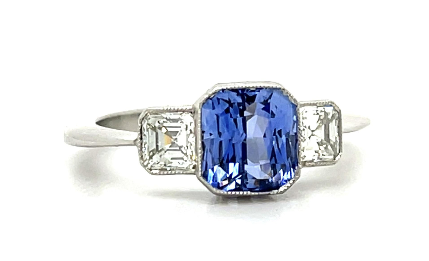 2.20ct Cushion Sapphire Platinum Handmade Ring