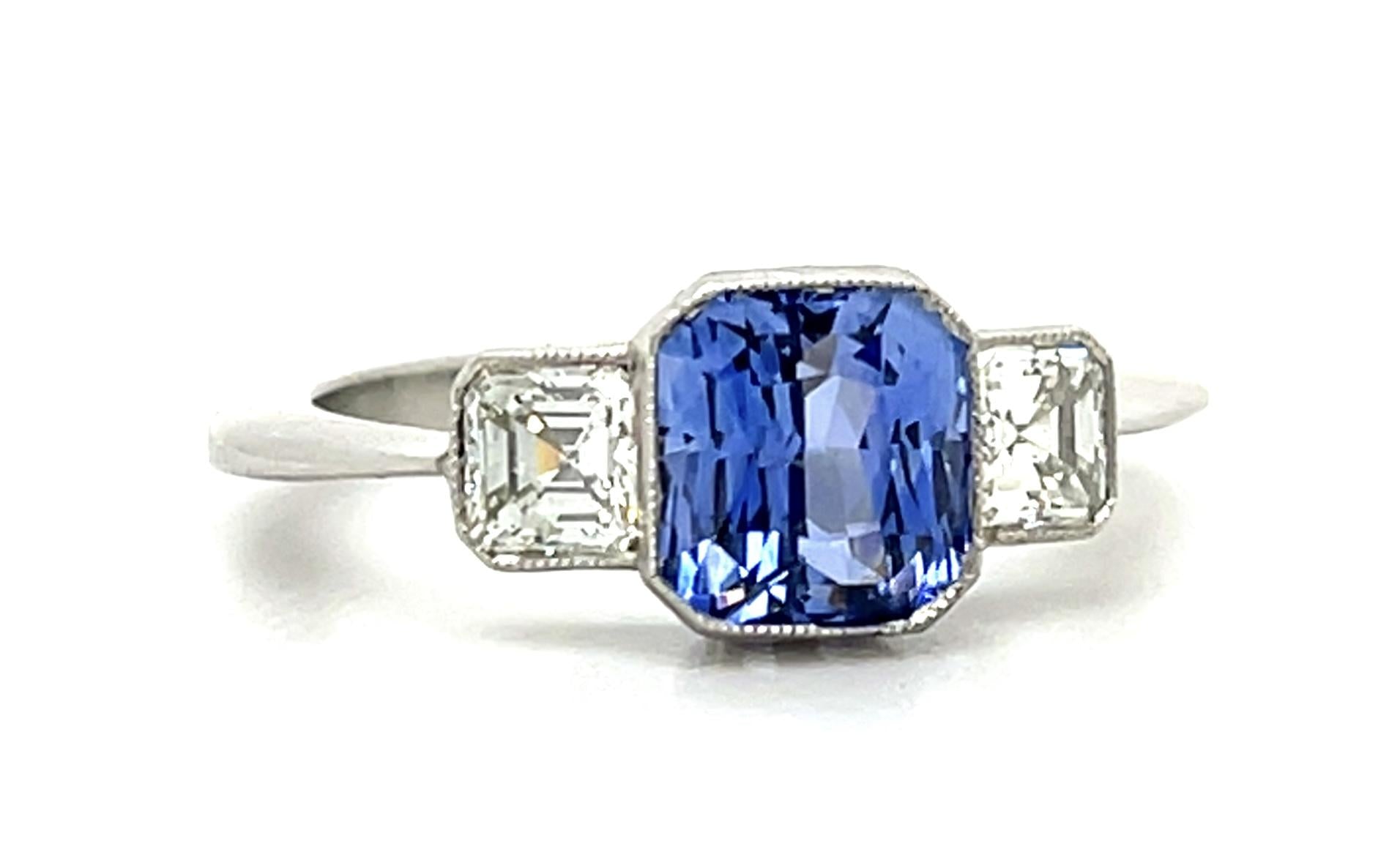2.20ct Cushion Sapphire Platinum Handmade Ring
