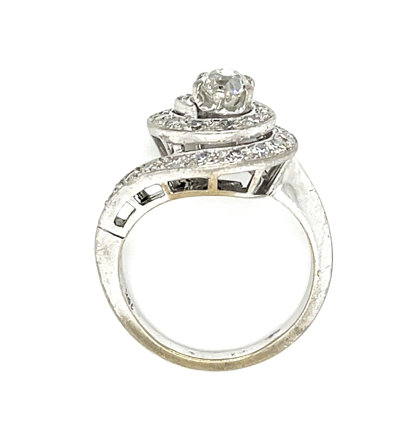 .40ct (H-I VS) Old Mine Diamond Platinum Ring .82ct SD