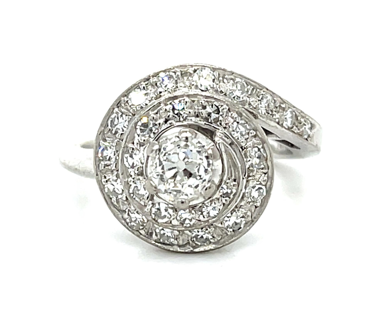 .40ct (H-I VS) Old Mine Diamond Platinum Ring .82ct SD