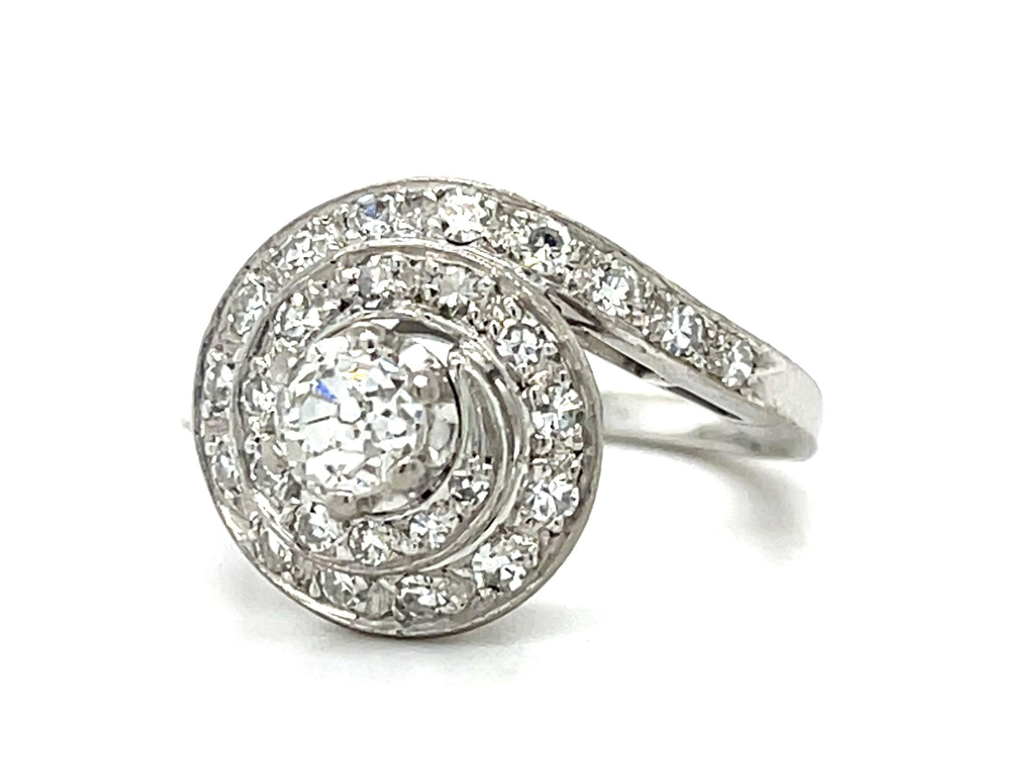 .40ct (H-I VS) Old Mine Diamond Platinum Ring .82ct SD