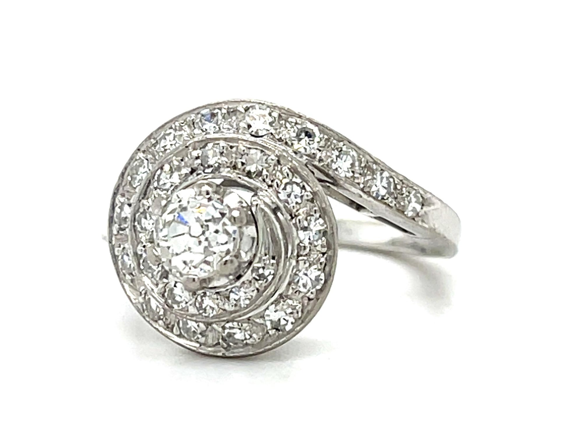 .40ct (H-I VS) Old Mine Diamond Platinum Ring .82ct SD