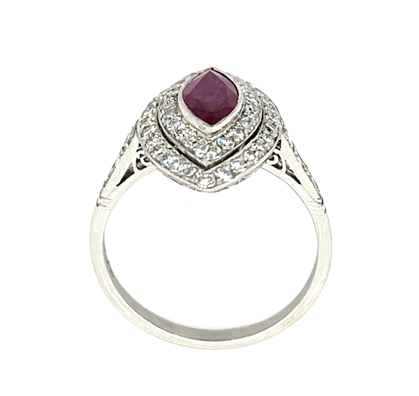 1.48ct Marquise Ruby .84ct Diamond Platinum Handmade Ring