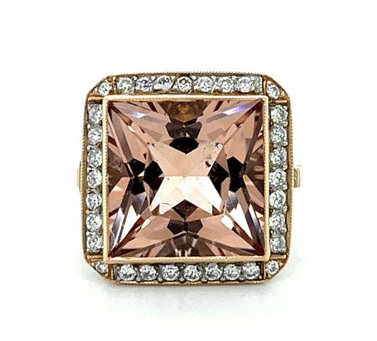 8.32ct Morganite 18K Rose Gold Handmade Ring