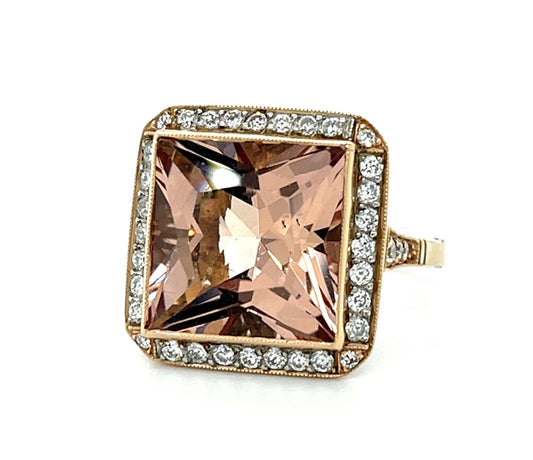 8.32ct Morganite 18K Rose Gold Handmade Ring