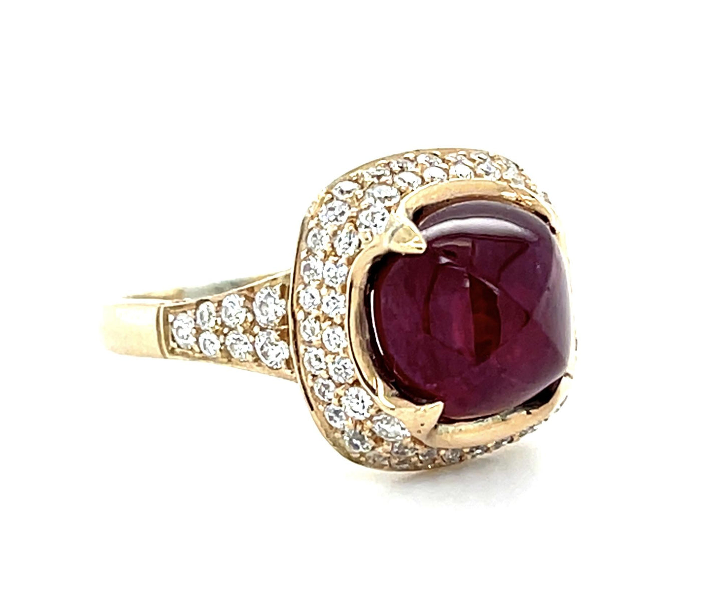 5.29ct Sugarloaf Ruby 18KY Ring .86ct Diamond
