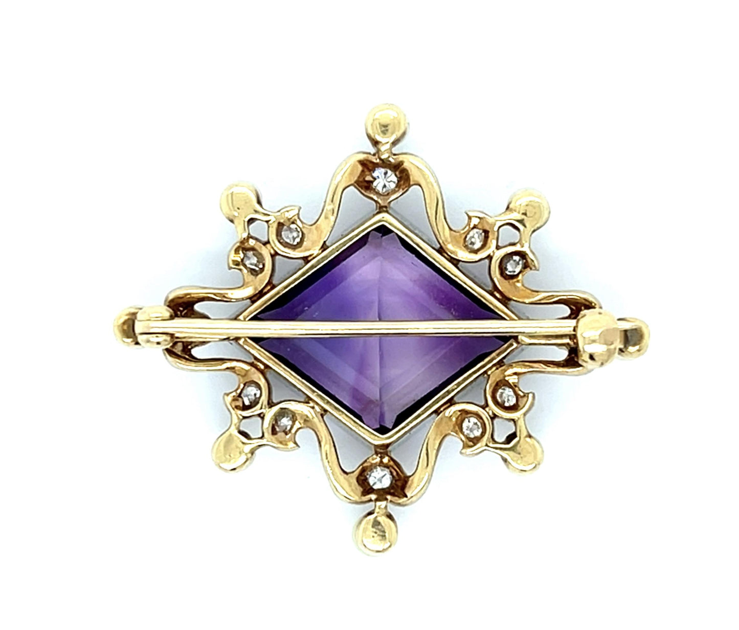 Original Edwardian 8.50ct Amethyst + Natural Pearl Brooch (Antique 1900s)