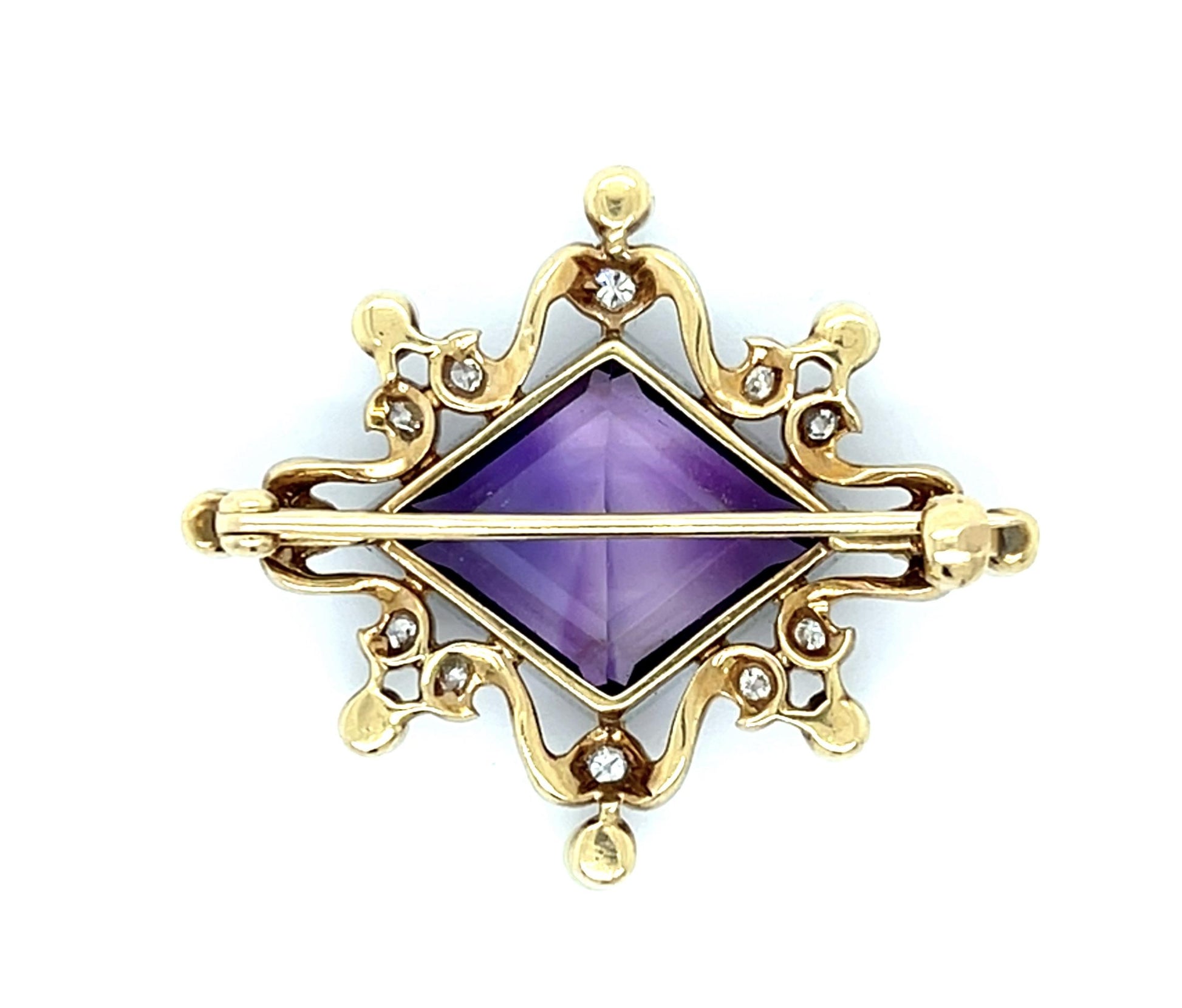 Original Edwardian 8.50ct Amethyst + Natural Pearl Brooch (Antique 1900s)