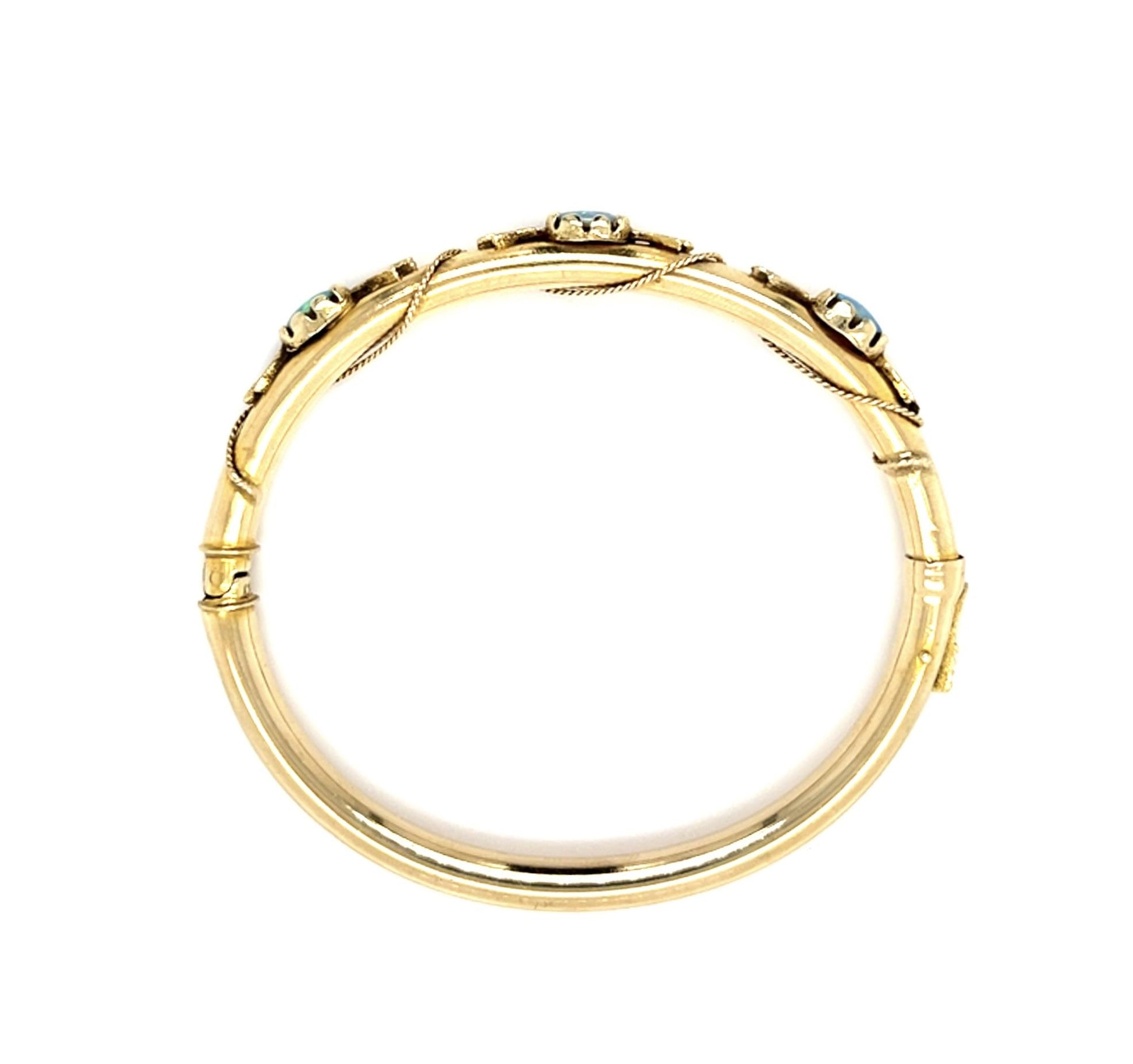 .70ct Opal 14KY Bangle Bracelet (Vintage 1940s) 11.70g