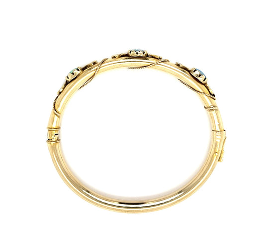 .70ct Opal 14KY Bangle Bracelet (Vintage 1940s) 11.70g