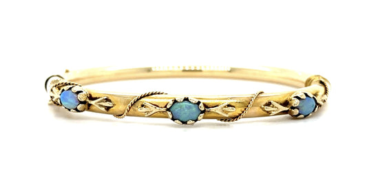 .70ct Opal 14KY Bangle Bracelet (Vintage 1940s) 11.70g