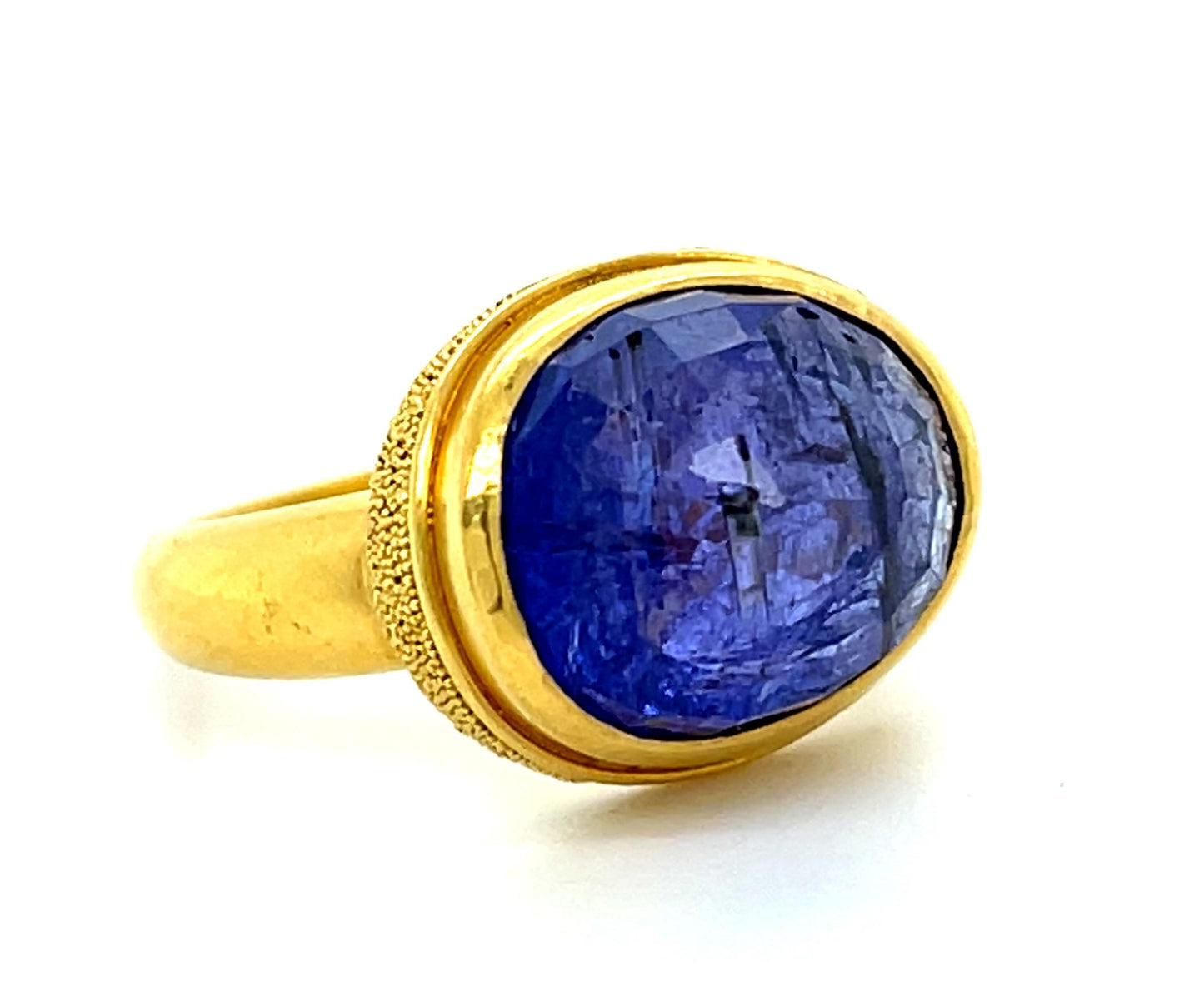 2.50ct Cabochon Sapphire .77ct Diamond Platinum Handmade Ring