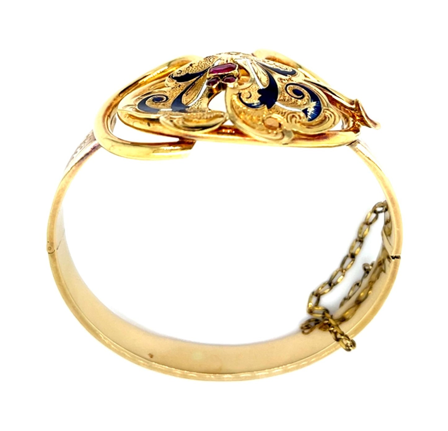 Original Victorian Enamel 18KY Bangle Bracelet 19.50g