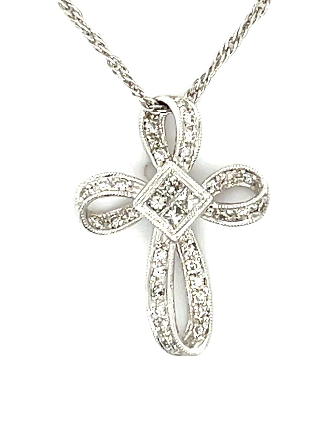 .45ct Diamond 14KW Cross Pendant