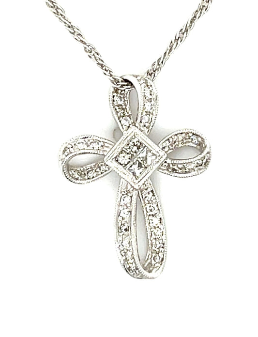 .45ct Diamond 14KW Cross Pendant