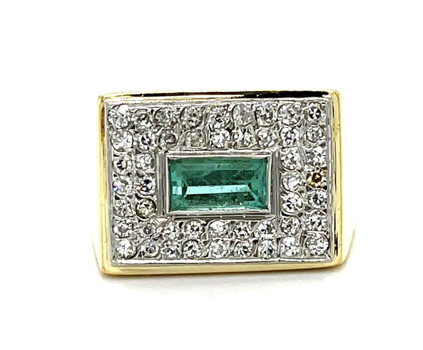 .80ct Diamond .50ct Emerald 14KY Ring (Vintage 1960s) 9.46g