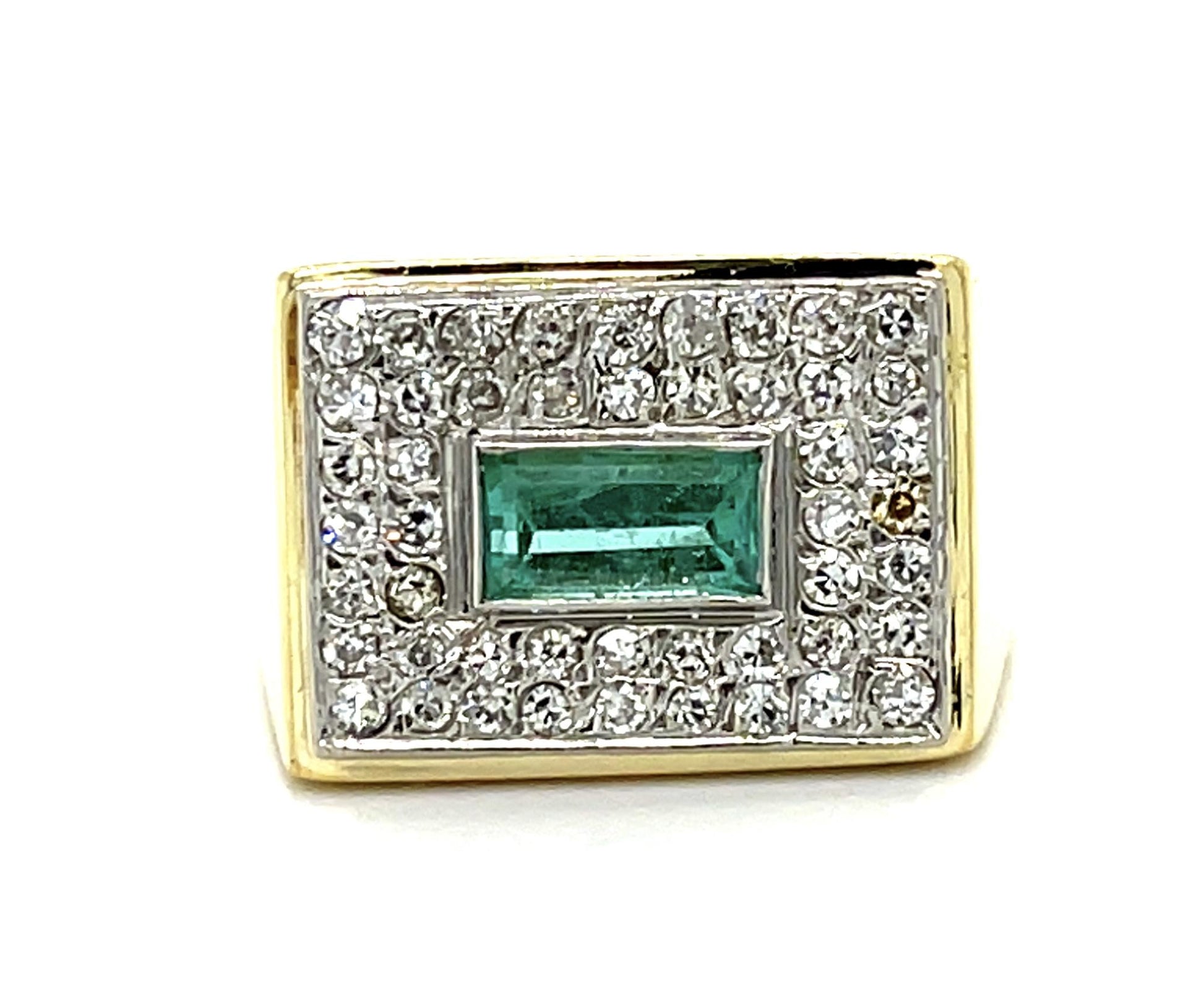 .80ct Diamond .50ct Emerald 14KY Ring (Vintage 1960s) 9.46g