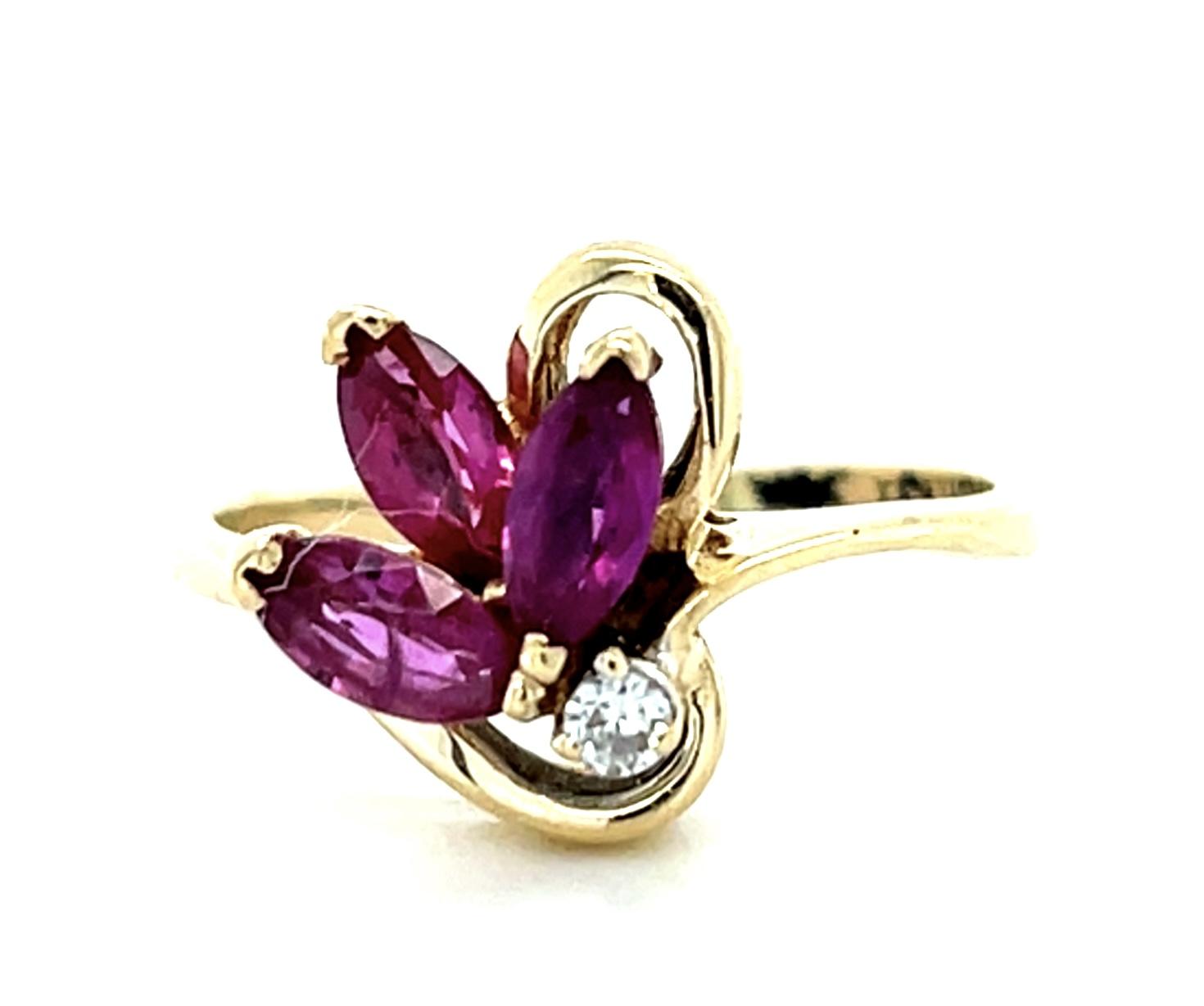 .75ct Ruby 14KY Gold Ring .05ct Diamond