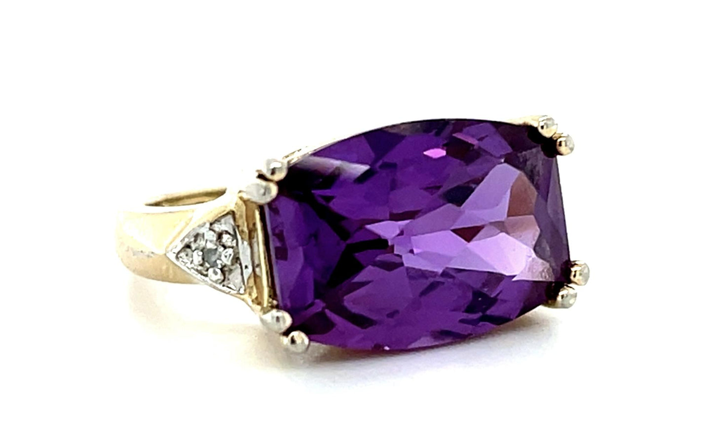 Amethyst + Diamond 14KY Gold Ring