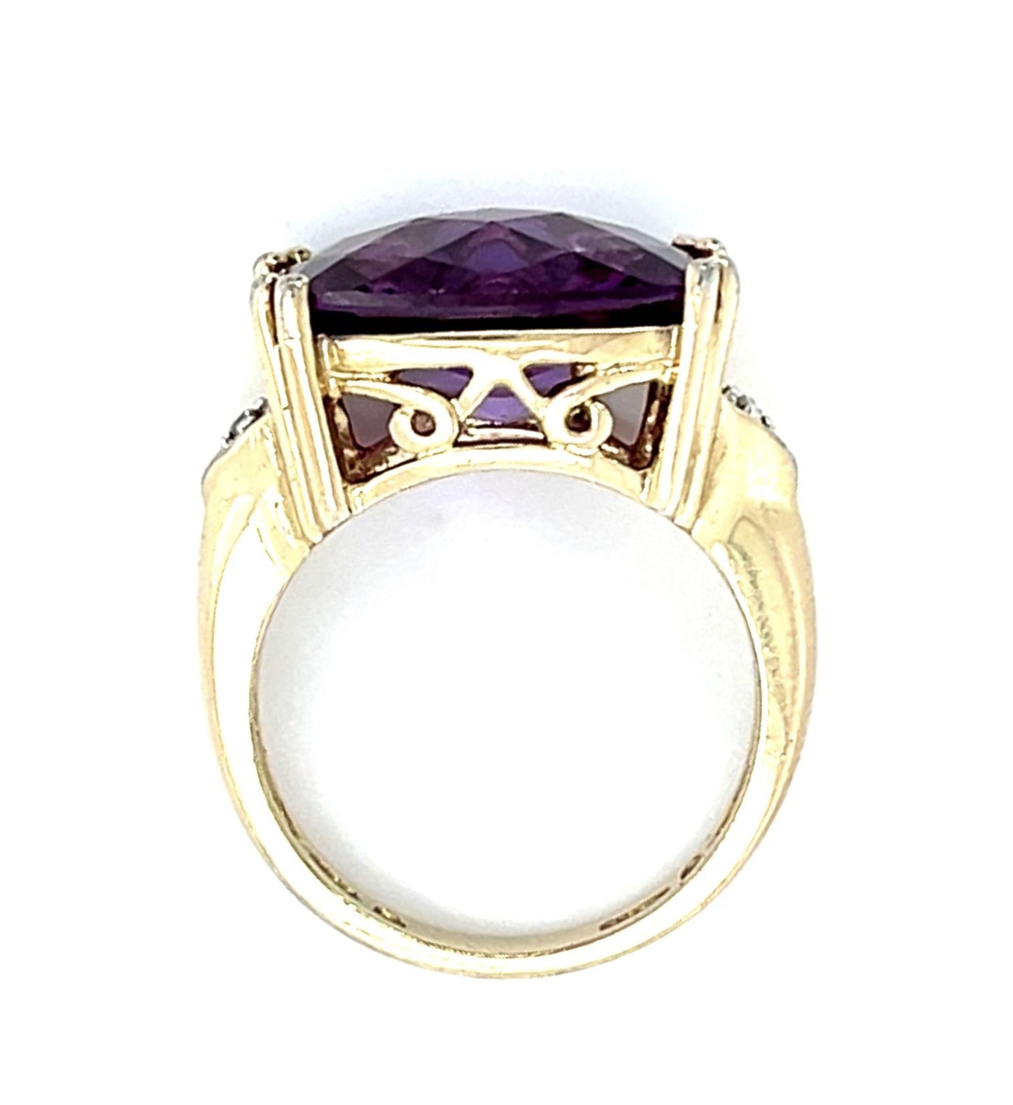 Amethyst + Diamond 14KY Gold Ring