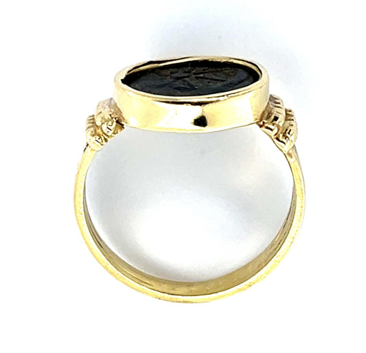 18KY Gold Ancient Coin "Widow's Mite" Judean Prutah Ring