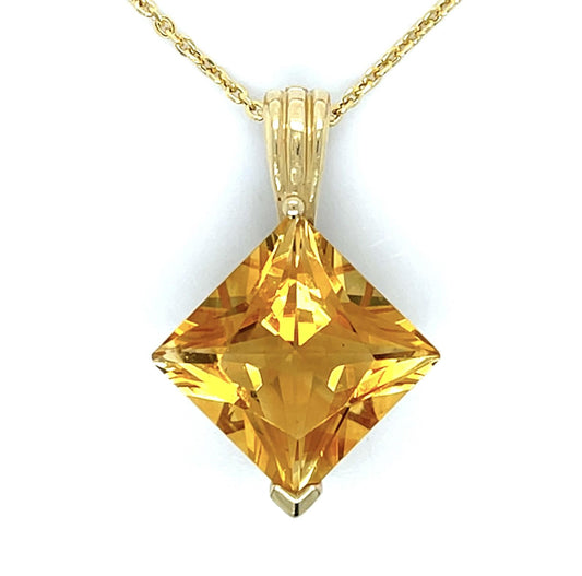 10ct Citrine 14KY Gold Pendant 5.66g 10KY Gold Chain