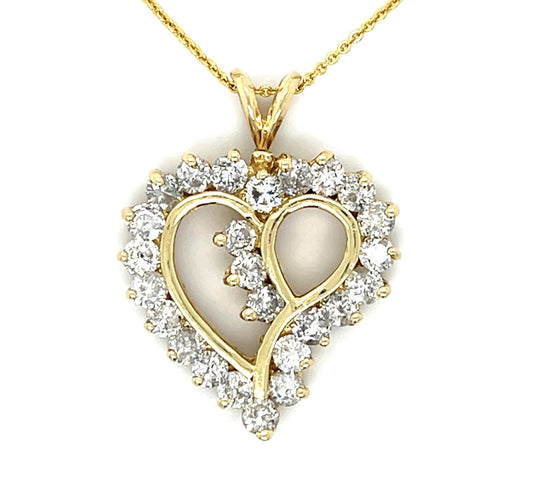 2.60ct (H-I SI) Diamond 14KY Heart Pendant 6.72g 18"