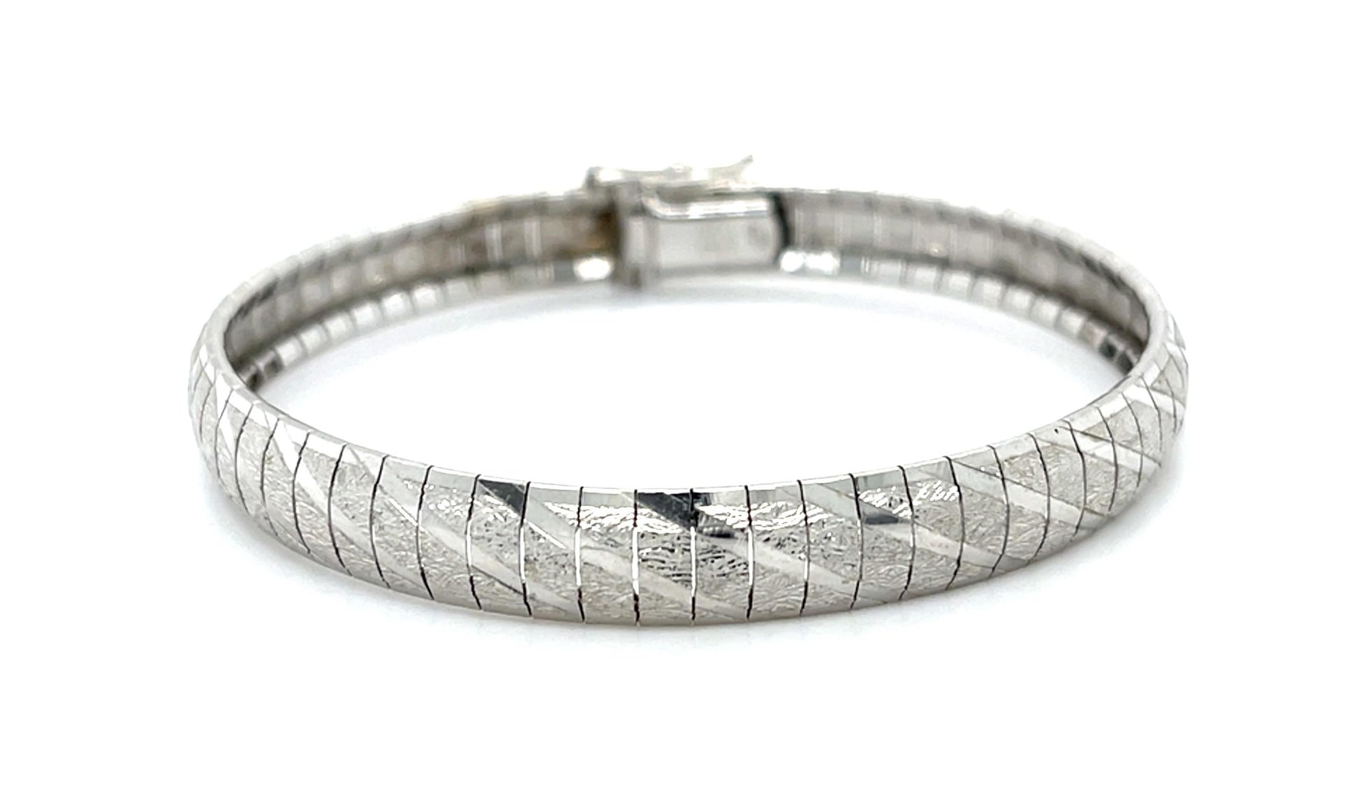 Italian 14KW Gold Flexible Ribbed Link Bracelet 13.34g 6.50"