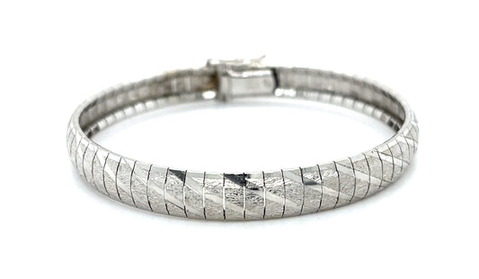 Italian 14KW Gold Flexible Ribbed Link Bracelet 13.34g 6.50"