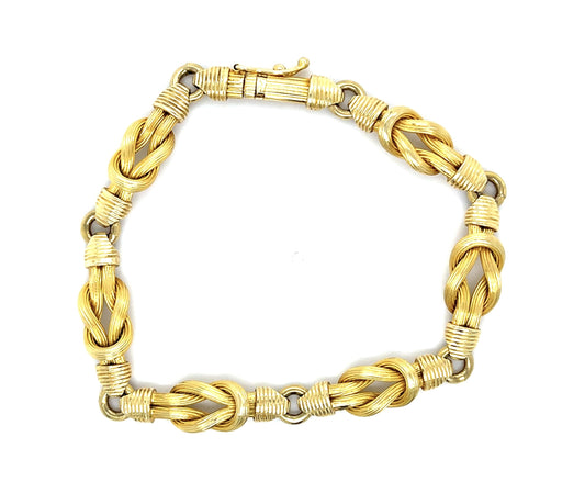 Italian 14KY Knotted Rope Handmade Bracelet 16.77g 7.50"