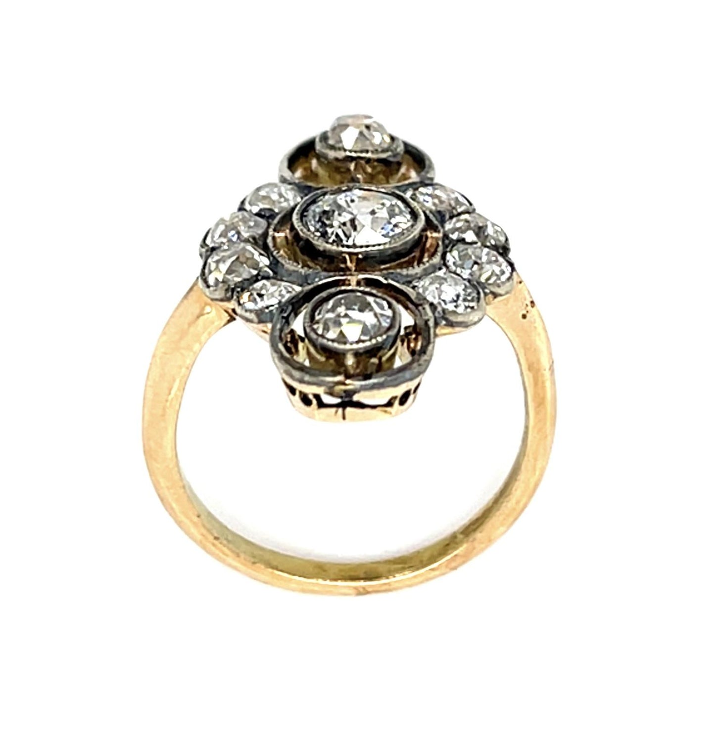 Original Victorian .50ct (I1) Center Old Mine 18KY Gold + Silver Ring