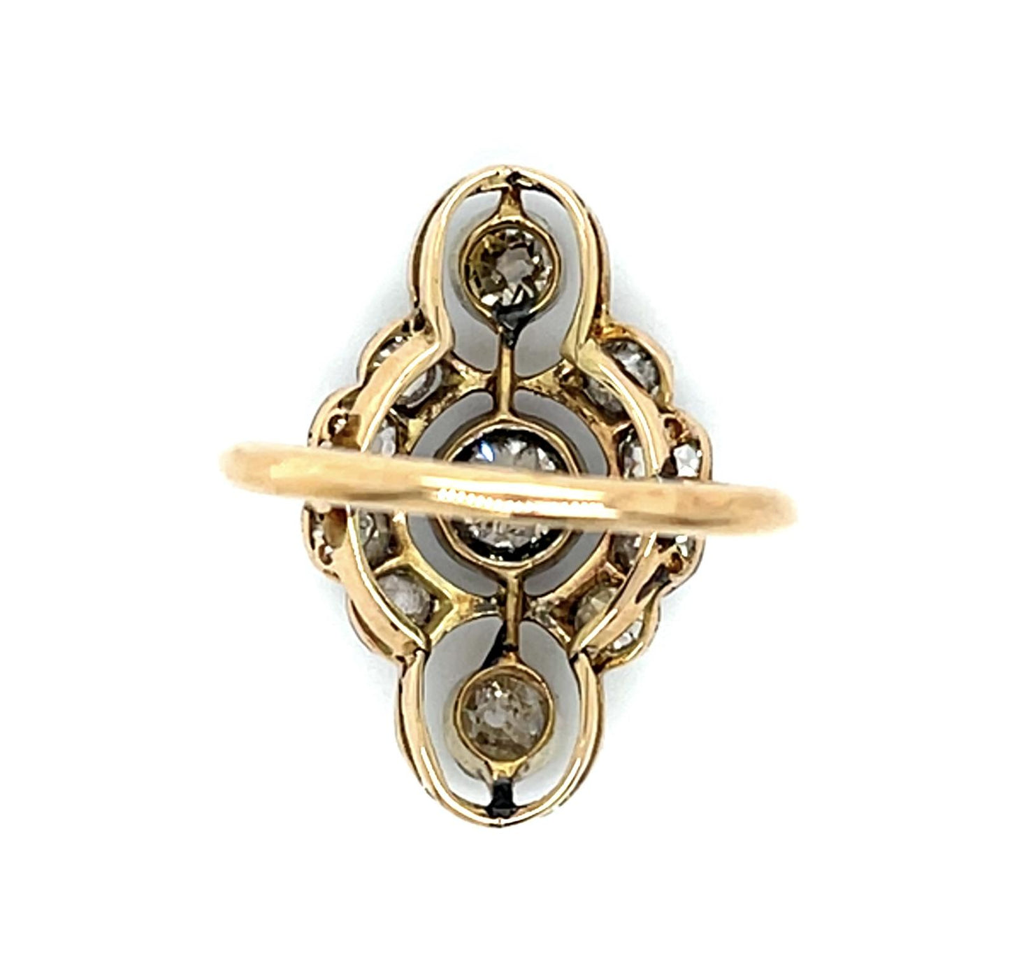 Original Victorian .50ct (I1) Center Old Mine 18KY Gold + Silver Ring