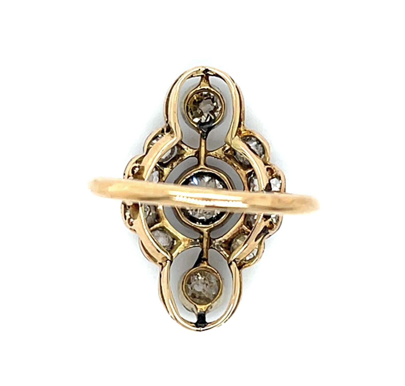 Original Victorian .50ct (I1) Center Old Mine 18KY Gold + Silver Ring