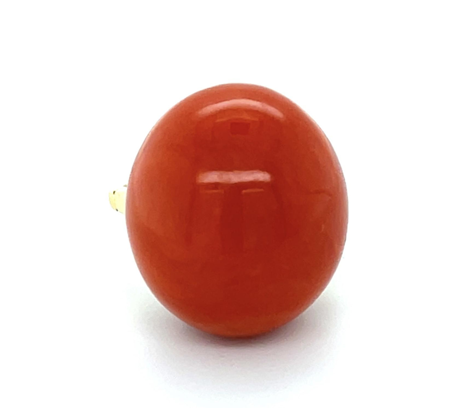 Cabochon Red Coral 18KY Gold Ring