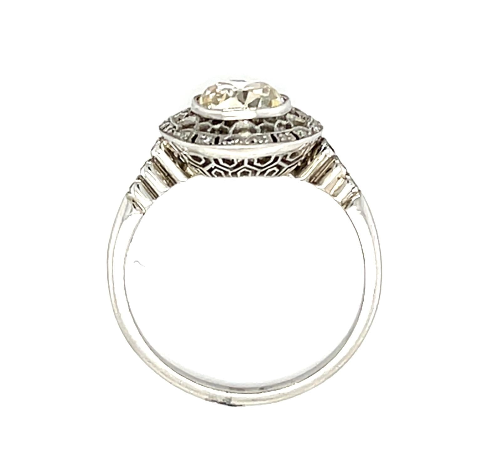 1.32ct (Light Fancy Brown SI) Old European Diamond Platinum Handmade Ring