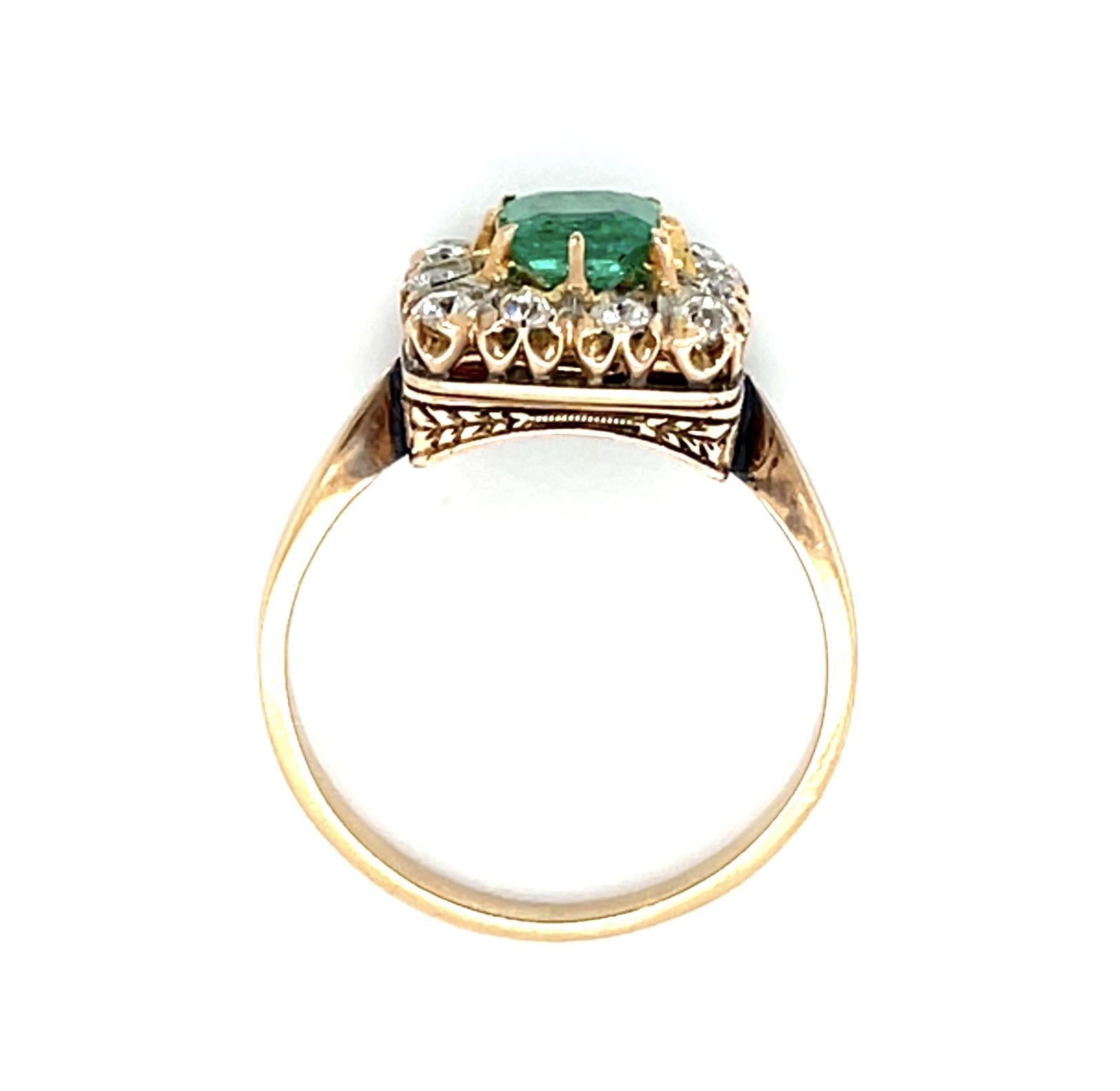 2.10ct Emerald .95ct Diamond 18KY Ring 4g